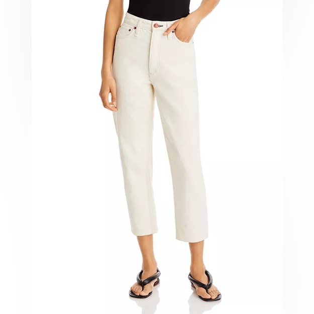 Rag & Bone Alissa Barrel Leg Jeans Size 32 High Rise Cropped Ecru Cream Denim